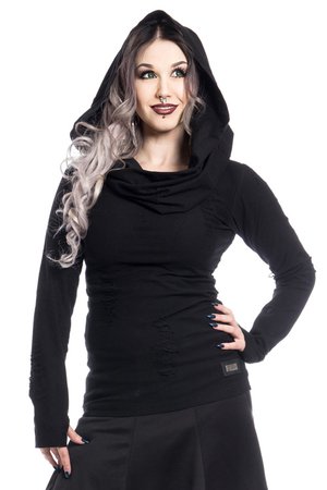 Purity Back Hooded Longsleeve Gothic Top by Vixxsin | Ladies