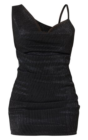 Black Glitter Cowl Neck Drape Detail Bodycon Dress - Bodycon Dresses - Dresses - Women's Clothing | PrettyLittleThing USA