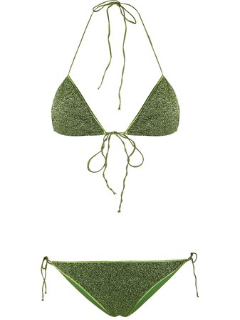 Oseree Halter Neck Metallic Threaded Bikini - Farfetch