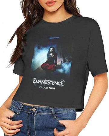 Amazon.com: Evanescence T Shirt Women Crop Top Sexy Dew Navel T-Shirt Short Sleeve Cotton Shirt Black: Clothing