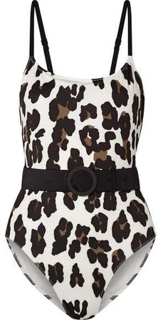 The Nina Belted Leopard-print Swimsuit - Leopard print