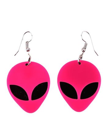 Neon alien earrings