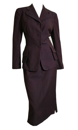 Garnet Tinged Purple Nipped Waist Suit with Shoulder Pads Longer Skirt – Dorothea's Closet Vintage