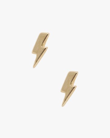 Skylark Mini Gold Lightning Bolt Stud | cupcakes and cashmere fine jewelry