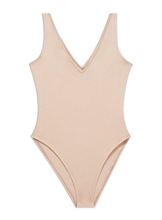 Nude Sleeveless V-Neck Bodysuit | Miss Selfridge
