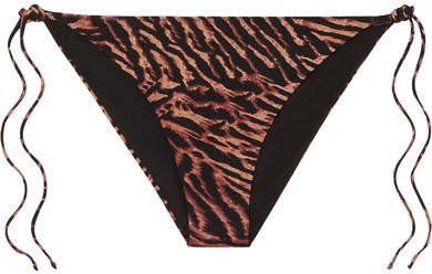 Tiger-print Bikini Briefs - Brown