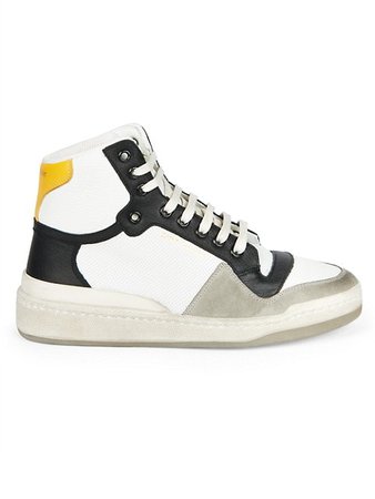 Saint Laurent SL24 High-Top Perforated Leather Sneakers | SaksFifthAvenue