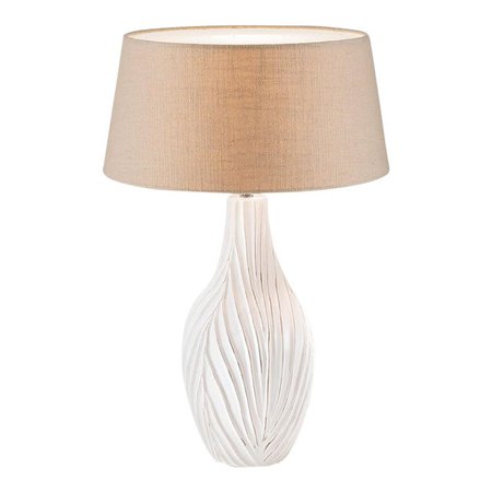 Handmade Ceramic Lamp With Linen Shade | Chairish