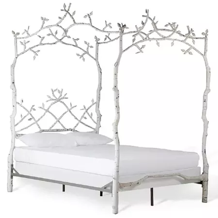 Shop Corsican White Iron Mature Trees Queen Bed Frame - Free Shipping Today - Overstock.com - 10180932