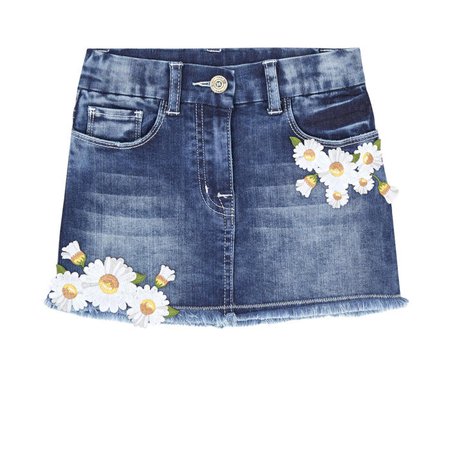 Embroidered jean skirt Monnalisa for girls | Melijoe.com
