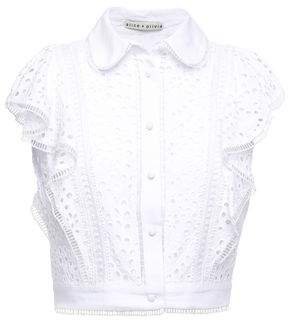 Cavan Cropped Ruffled Broderie Anglaise Modal Top