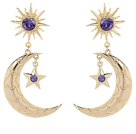 Moon Crystal Earrings Gold
