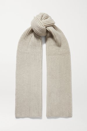 Gray Two-tone ribbed cashmere scarf | Loro Piana | NET-A-PORTER