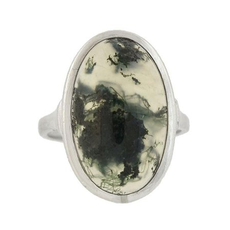 (1) Art Deco German Silver Moss Agate Ring – A. Brandt + Son