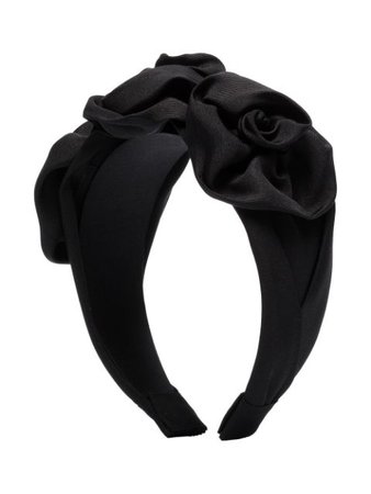 Jennifer Behr oversized rose appliqué headband black 28BD1 - Farfetch