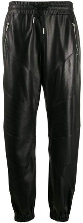 zip pocket leather trousers