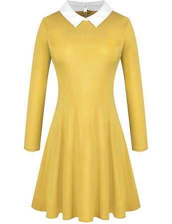 Yellow Peter Pan collar dress-amazon
