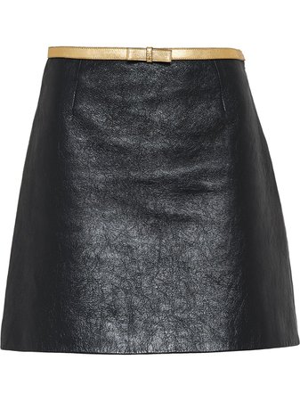 Black Miu Miu Shiny Nappa Leather Skirt | Farfetch.com