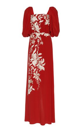 Floral Themes Embroidered Silk Maxi Dress by Johanna Ortiz | Moda Operandi