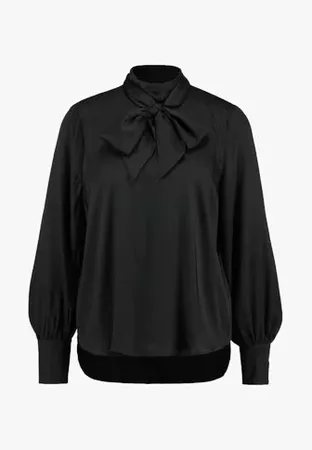 Selected Femme SLFQUINN NECK TIE - Bluse - black - Zalando.de