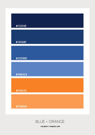 Blue and Orange Color Scheme – Color Palette #75 1 - Fab Mood | Wedding Colours, Wedding Themes, Wedding colour palettes
