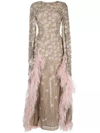 Rachel Gilbert sequin-floral Feathery Dress - Farfetch