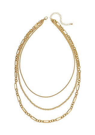 Belk Gold Tone Triple Layer Chain Necklace