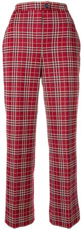 checked high-waist trousers