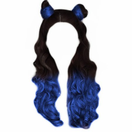 Black and Blue Long hair Space buns (Heavenscent edit)