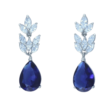 Sapphire Blue Crystal Teardrop Earrings, Blue Crystal Bridal Jewelry, Something Blue, Blue Bridesmaids Earrings, SANDRA C
