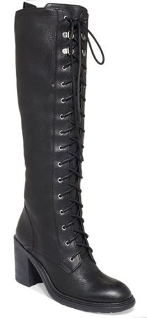tall black lace up heeled boots