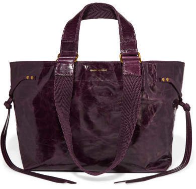 Bagya Canvas-trimmed Glossed-leather Tote - Burgundy