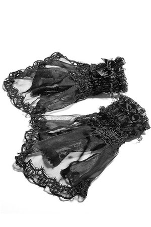 Black Snow Lace Gloves by Pyon Pyon | Gothic Accessories