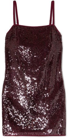 Minnie Sequined Chiffon Mini Dress - Merlot