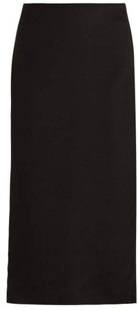 Silk Pencil Skirt - Womens - Black