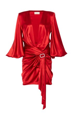 Alexandre Vauthier Draped Silk Blend-Satin Midi Dress