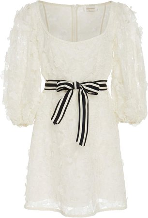 Bow-Detailed Silk And Linen-Blend Fil Coupé Mini Dress