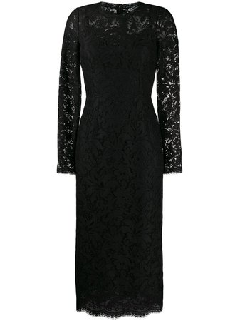 Black Dolce & Gabbana Floral Lace Midi Dress | Farfetch.com