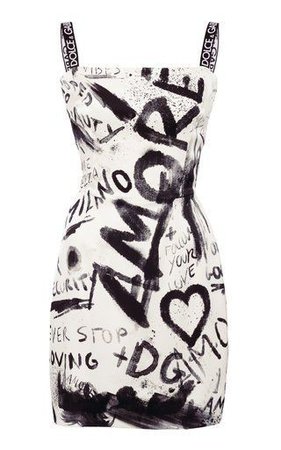 black and white dress with wordsl