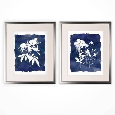 Rosecliff Heights 'Blue Botanical Study I Lovely Vintage Flowers' Graphic Art Print Set on Paper & Reviews | Wayfair