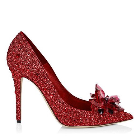 Red Crystal Covered Pointy Toe Pumps ARI