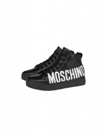 Calfskin High Sneakers With Logo