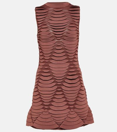 Snake Effect Knit Minidress in Pink - Alaia | Mytheresa