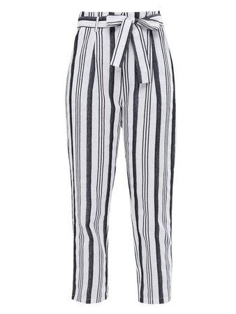 Black and white stripe tie pants