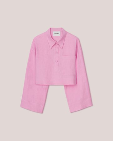 CAISA - Oversized cropped polo shirt - Hot pink - Nanushka