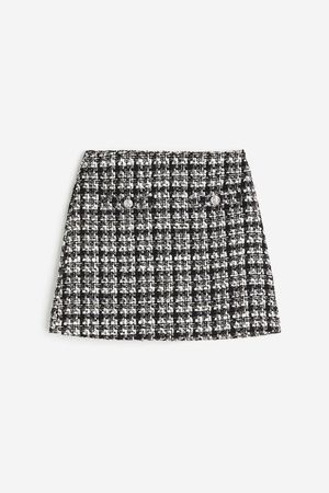 Bouclé Mini Skirt - Black/Checked - Ladies | H&M US