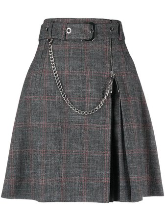 Alberta Ferretti belted plaid-check mini skirt