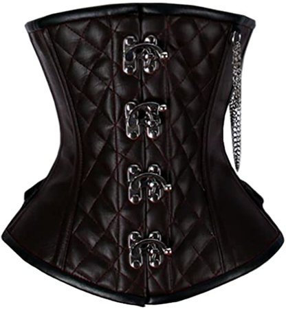 *clipped by @luci-her* luvsecretlingerie Heavy Duty 26 Double Steel Boned Waist Training Faux Leather Underbust Tight Shaper Corset #8492: Clothing