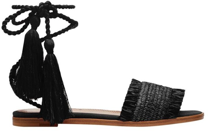 Ankle-Wrap Fringed Sandals