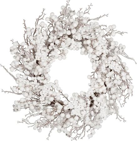 Amazon.com: 22 inches Artificial Christmas Wreath Winter Wreath for Front Door White Berry Wreath with Artificial Snow for Wall and Window Decorations : Home & Kitchen